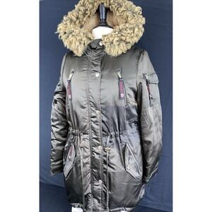 Canada Weather Gear Women Olive Softshell Insulated Jacket  Removable Fur Trim S